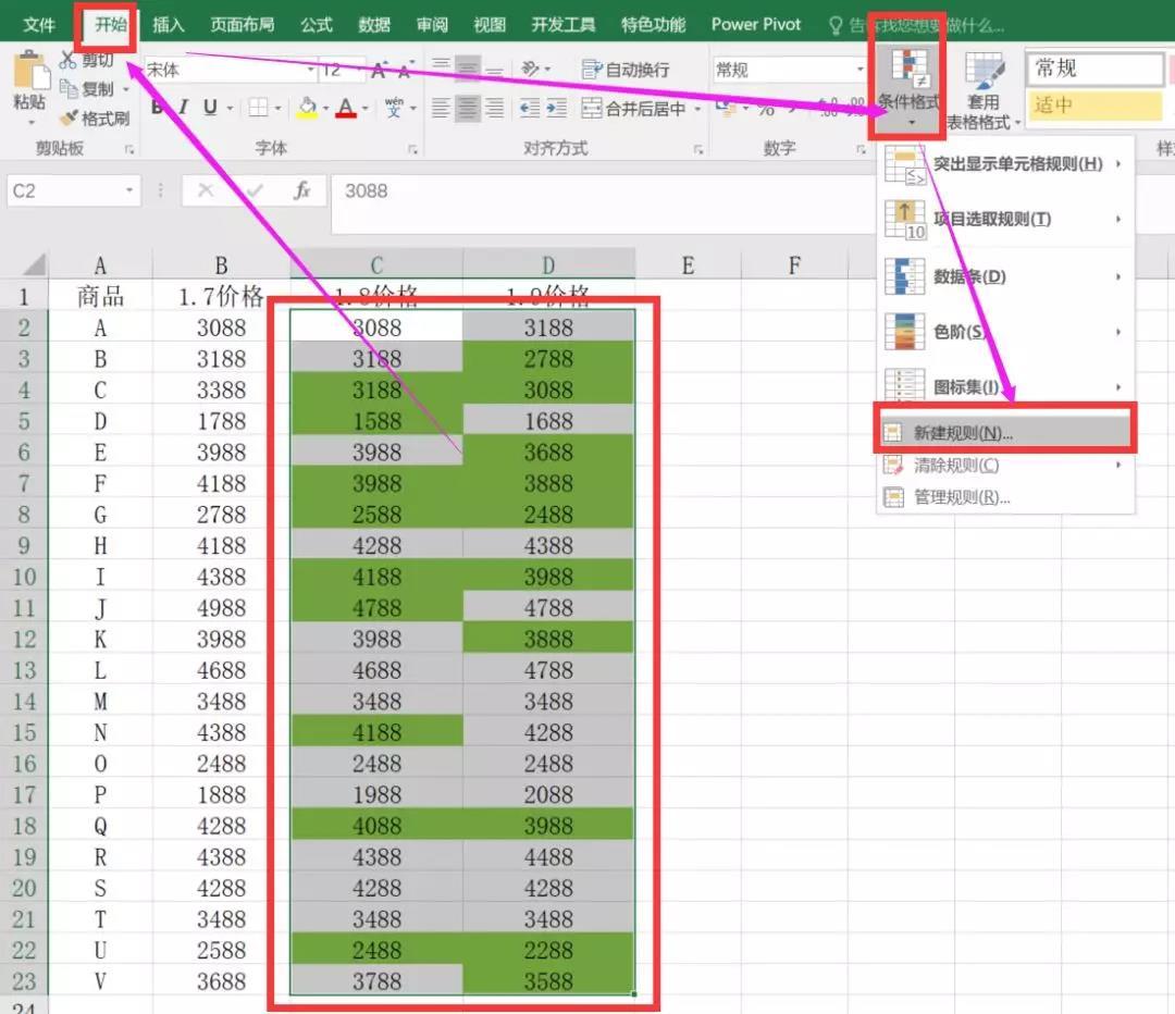 Excel数据可视化，数据上升自动标红，数据下降自动标绿！
